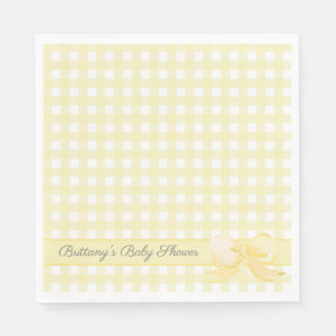 Servilleta De Papel Gingham amarilla con toallas Baby Shower Bow