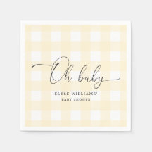 Gingham Amarillo Oh Papel Napkin