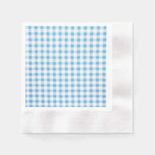 Servilleta De Papel Gingham Azul Bebé