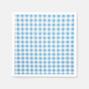 Servilleta De Papel Gingham Azul Bebé