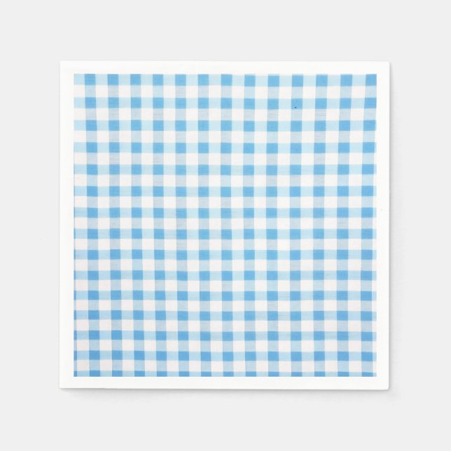 Servilleta De Papel Gingham Azul Bebé (Anverso)