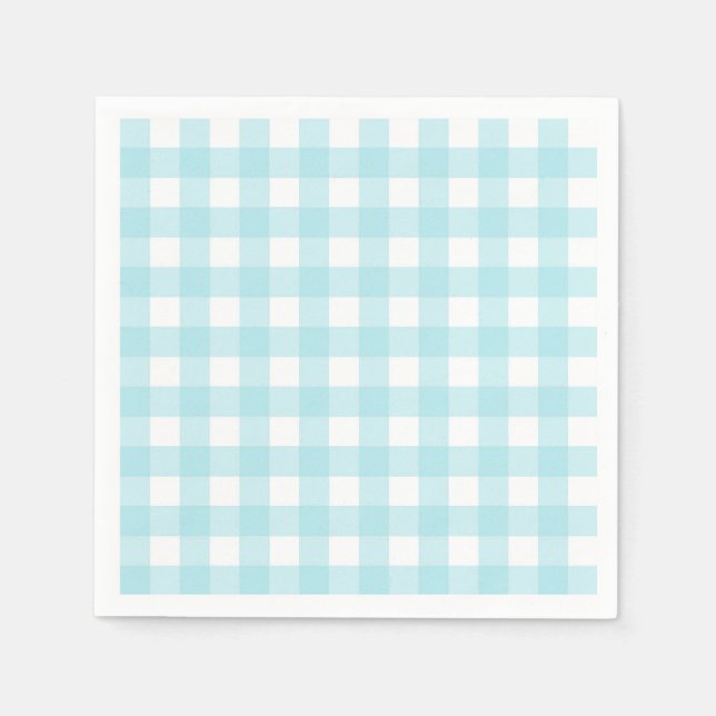 Servilleta De Papel Gingham Azul Claro (Anverso)