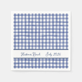 Servilleta De Papel Gingham azul náutico de verano, 4 de julio a cuadr