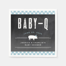 Servilleta De Papel Gingham Baby BBQ Blue Co-ed Baby Shower