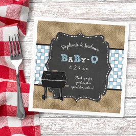 Servilleta De Papel Gingham Baby Q boy decoración de baño de bebé bbbq