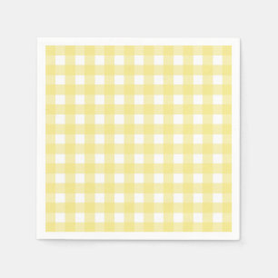 Servilleta De Papel Gingham blanco y amarillo pálido