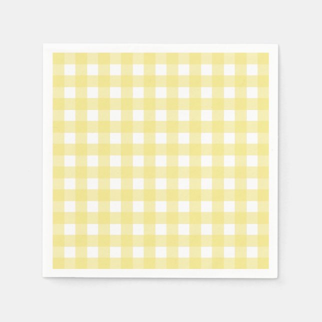 Servilleta De Papel Gingham blanco y amarillo pálido (Anverso)