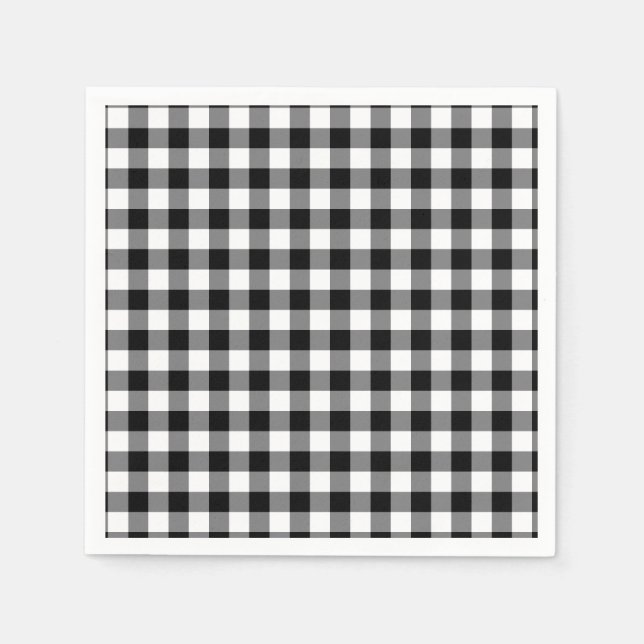 Servilleta De Papel Gingham Blanco Y Negro (Anverso)