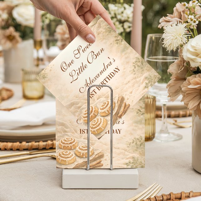 Servilleta De Papel Gingham Cinnamon Bakery Little Bun 1st Birthday (Subido por el creador)