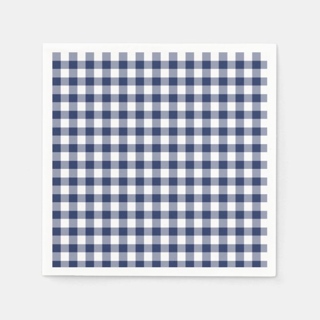 Servilleta De Papel Gingham Clásico Azul Marino (Anverso)