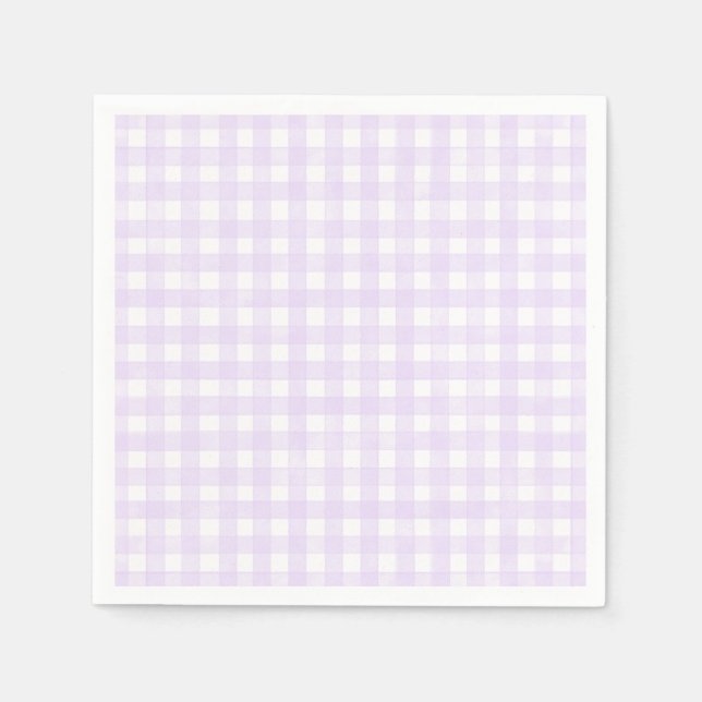 Servilleta De Papel Gingham Clásico de Lavanda (Anverso)