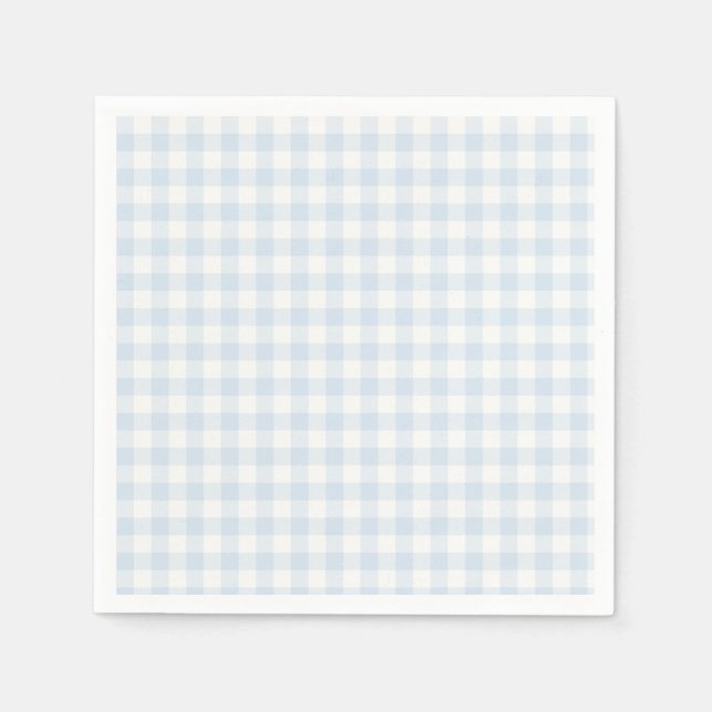 Servilleta De Papel Gingham Clásico de Primavera | Azul Polvo (Anverso)