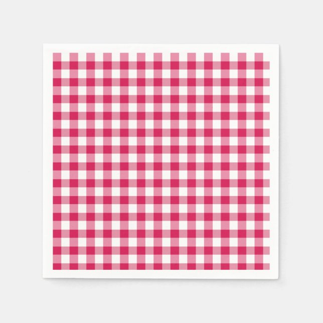 Servilleta De Papel Gingham Clásico Frambuesa (Anverso)