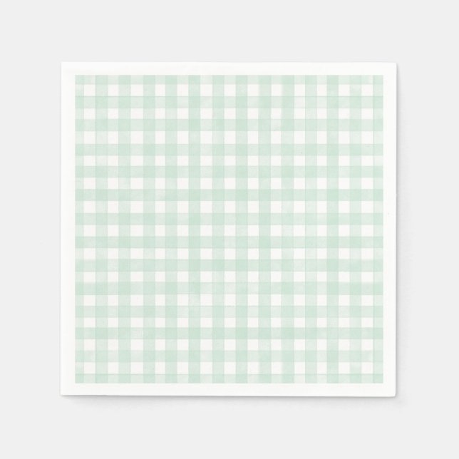 Servilleta De Papel Gingham Clásico Menta (Anverso)