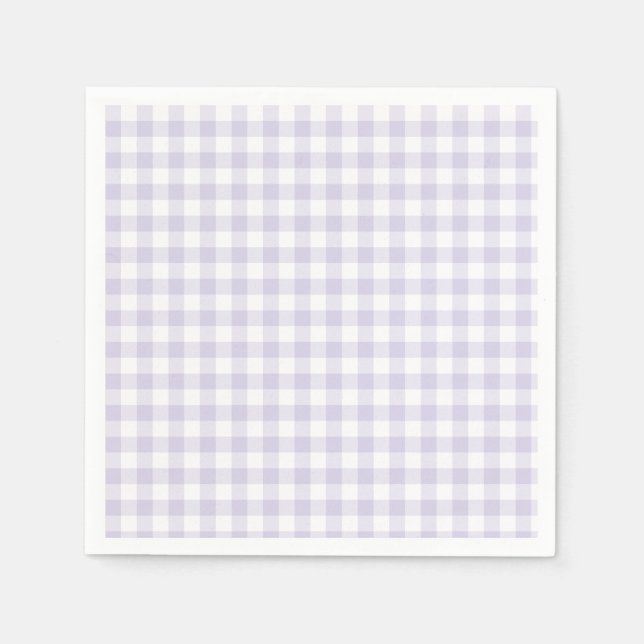 Servilleta De Papel Gingham Clásico Primavera | Lavanda Polvorienta (Anverso)