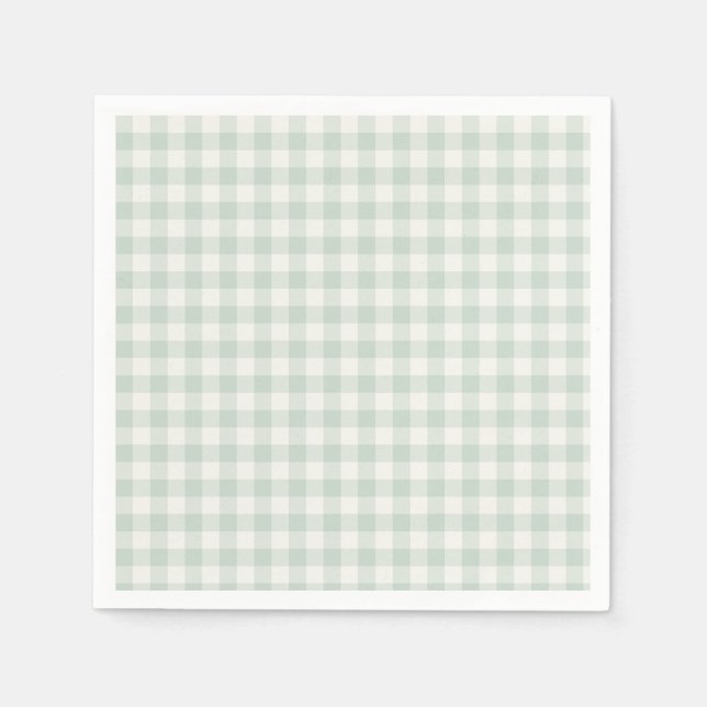 Servilleta De Papel Gingham Clásico Primavera | Salvia Silenciada (Anverso)