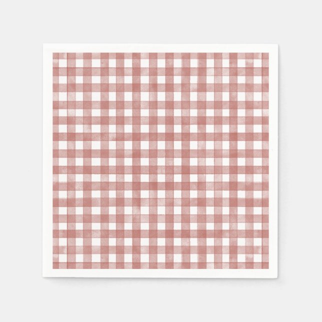 Servilleta De Papel Gingham Clásico Rojo (Anverso)