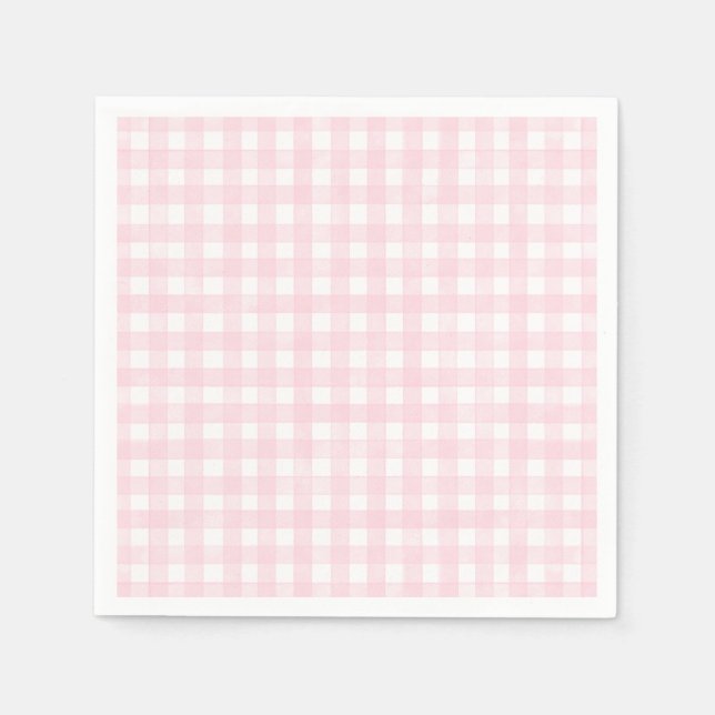 Servilleta De Papel Gingham Clásico Rosa (Anverso)