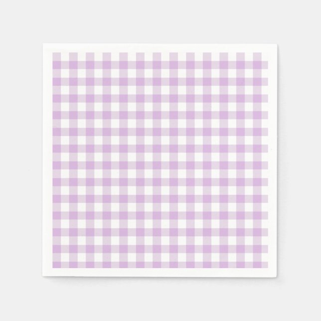 Servilleta De Papel Gingham Clásico Suave Lila (Anverso)