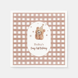Servilleta De Papel Gingham Cumpleaños Primero Beary