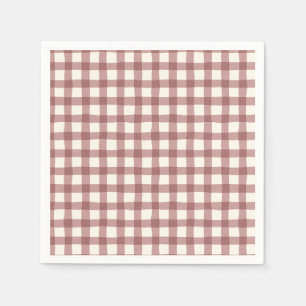 Servilleta De Papel Gingham de Arándano Rojo Granate