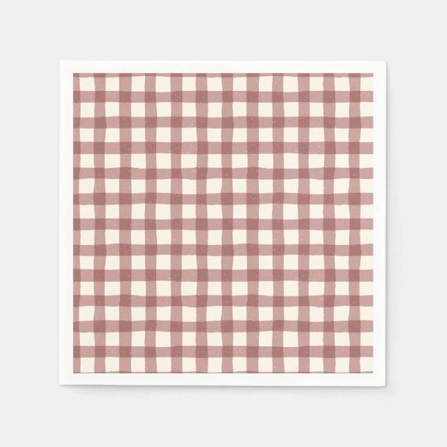 Servilleta De Papel Gingham de Arándano Rojo Granate (Anverso)