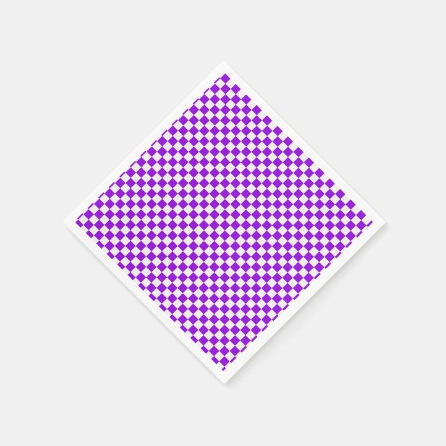 Servilleta De Papel Gingham De Color Púrpura Y Blanco (Borde)