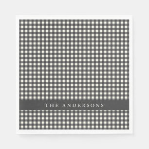 Servilleta De Papel Gingham Escocés en Blanco y Negro Personalizado