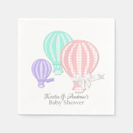 Servilleta De Papel Gingham Hot Air Balloon Adventure Baby Shower