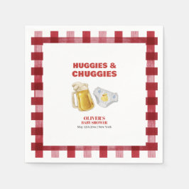 Servilleta De Papel Gingham Huggies Chuggies Beer Diaper Baby Shower 