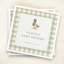 Servilleta De Papel Gingham Mallard Duck Baby Shower Party
