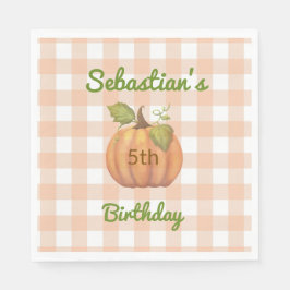 Servilleta De Papel Gingham Naranja de Calabaza Personalizada