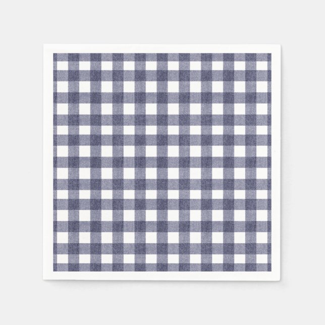 Servilleta De Papel Gingham naval simple (Anverso)