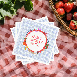 Servilleta De Papel Gingham Picnic Modern Cute CUSTOM BIRTHDAY PARTY