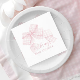 Servilleta De Papel Gingham Pink Bow Baby Shower