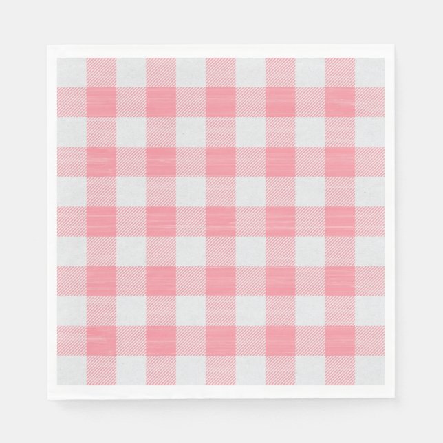 Servilleta De Papel Gingham Pink Plaid Cute Bonito Girly (Anverso)