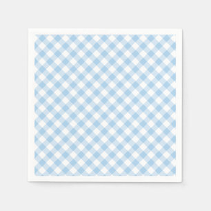 Servilleta De Papel Gingham Retro Azul Bebé