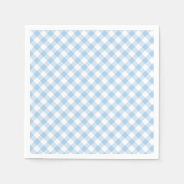 Servilleta De Papel Gingham Retro Azul Bebé (Anverso)