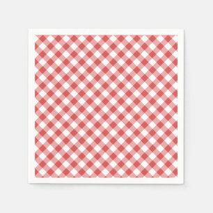 Servilleta De Papel Gingham Retro Coral Rojo