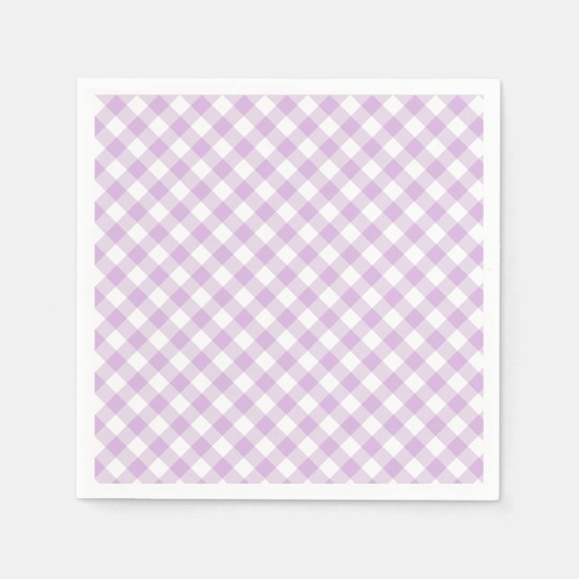 Servilleta De Papel Gingham Retro Suave Lila (Anverso)
