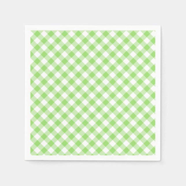 Servilleta De Papel Gingham Retro Verde Primavera (Anverso)