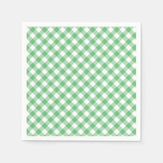 Servilleta De Papel Gingham Retro Verde Verano (Anverso)