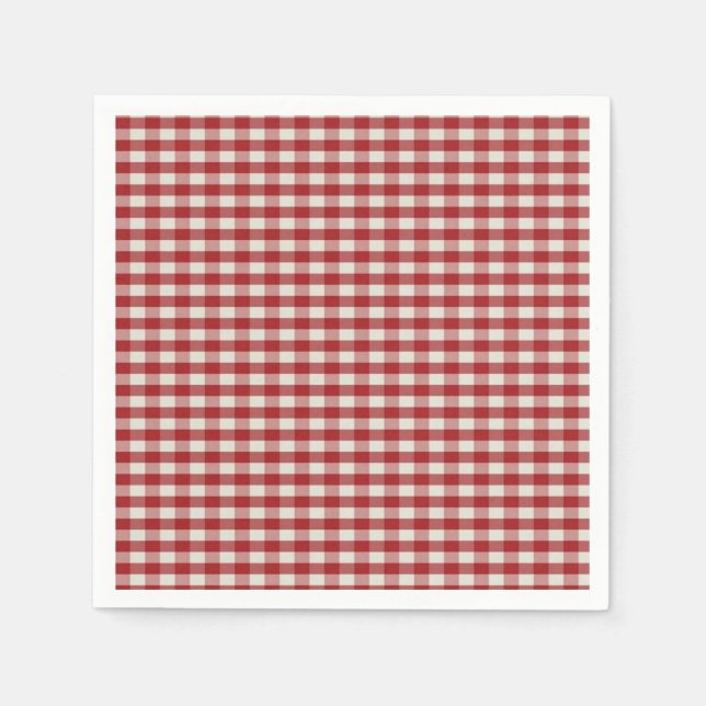 Servilleta De Papel Gingham rojo y blanco (Anverso)