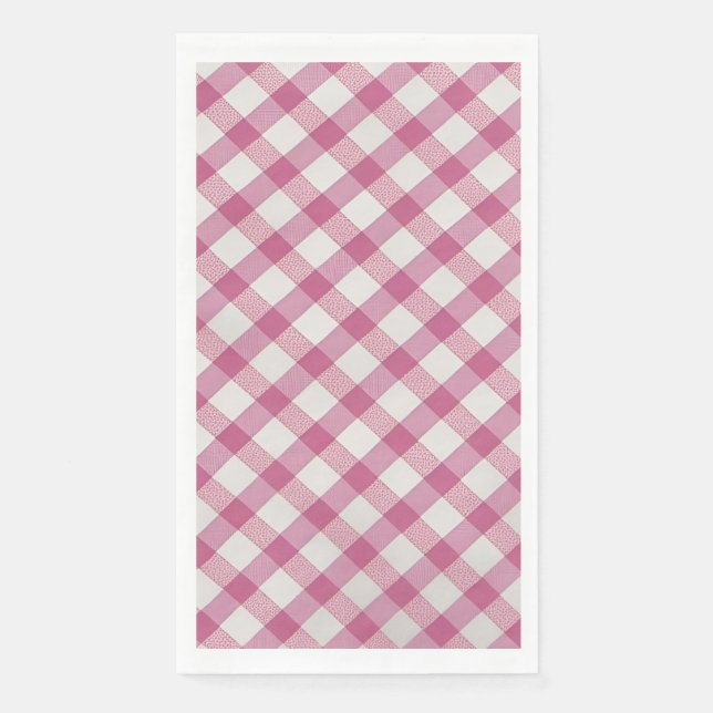 Servilleta De Papel Gingham rosa para picnics, fiestas, etc. (Anverso)