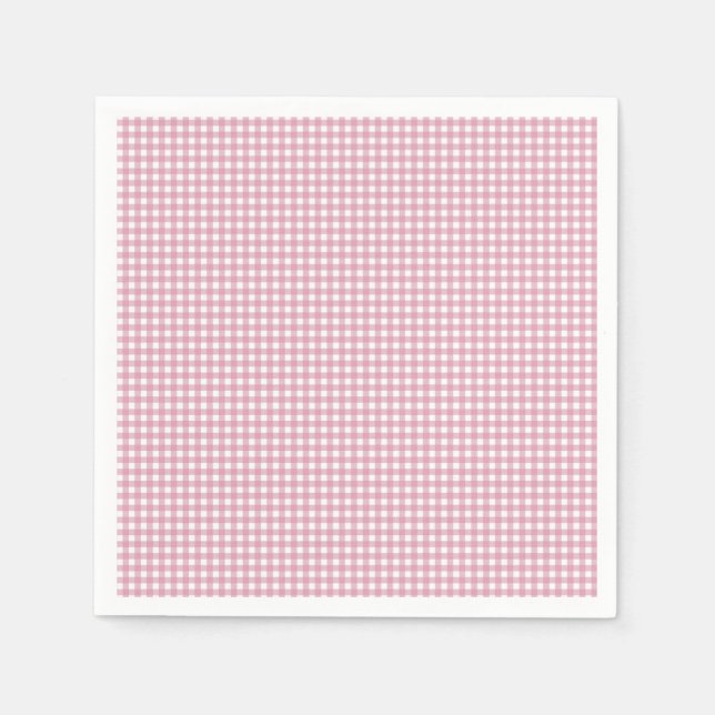 Servilleta De Papel Gingham rosa y blanco (Anverso)