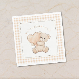 Servilleta De Papel Gingham We Can Bearly Wait Baby Shower Napkins