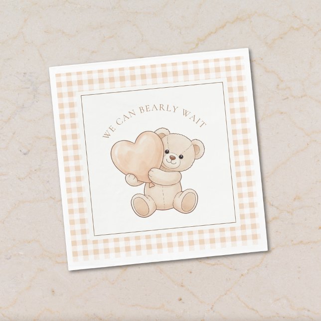 Servilleta De Papel Gingham We Can Bearly Wait Baby Shower Napkins (Subido por el creador)