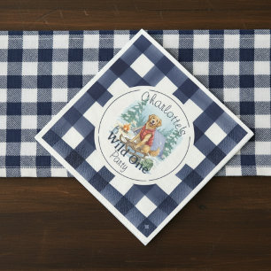 Servilleta De Papel Gingham Wild One Golden Retriever 1º cumpleaños