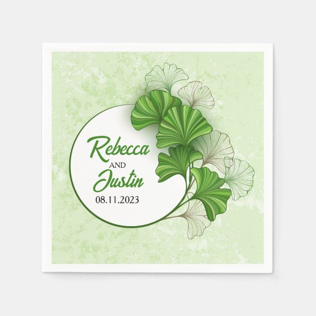 Servilleta De Papel Ginkgo Biloba Boho moderno (Anverso)