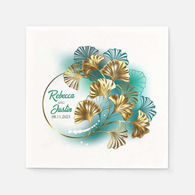 Servilleta De Papel Ginko biloba oro leaf Modern Boho (Anverso)